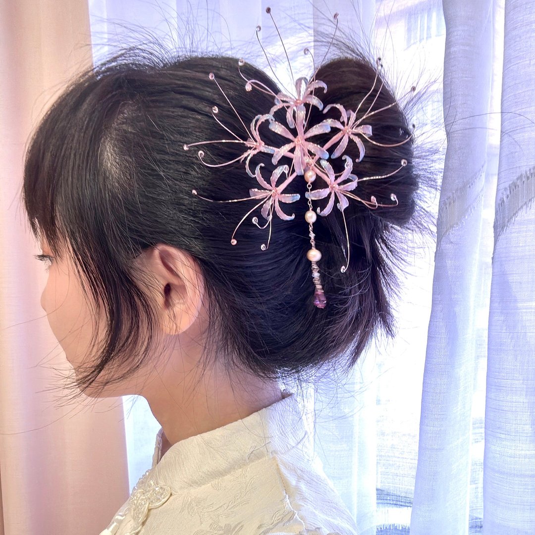 梦幻彼岸花 发簪 发叉 发钗 - 其他 - 树脂 粉红色