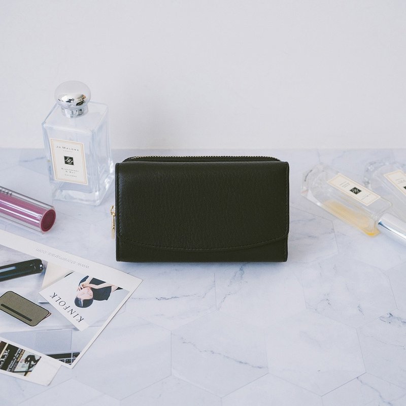 【礼盒】时尚真皮质感中夹 X0007 黑 - 皮夹/钱包 - 真皮 黑色