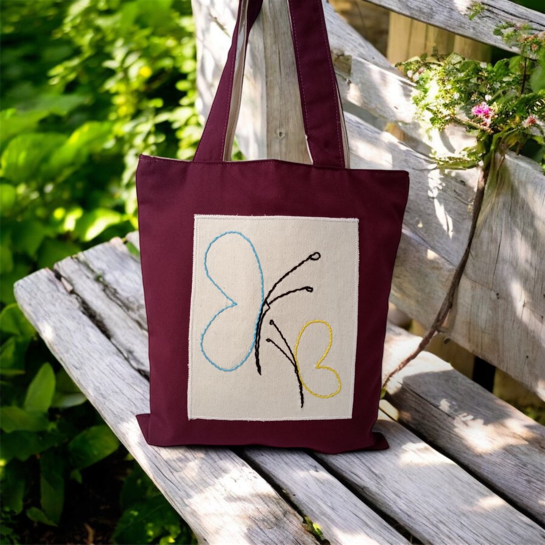everyday exclusive shopping bag with hand embroidery - 手提包/手提袋 - 棉．麻 多色