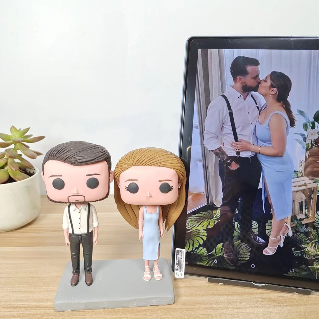 纯手工定制美国Funko Pop 自画像公仔情侣父母夫妻结婚周年礼物 - 玩偶/公仔 - 粘土 多色