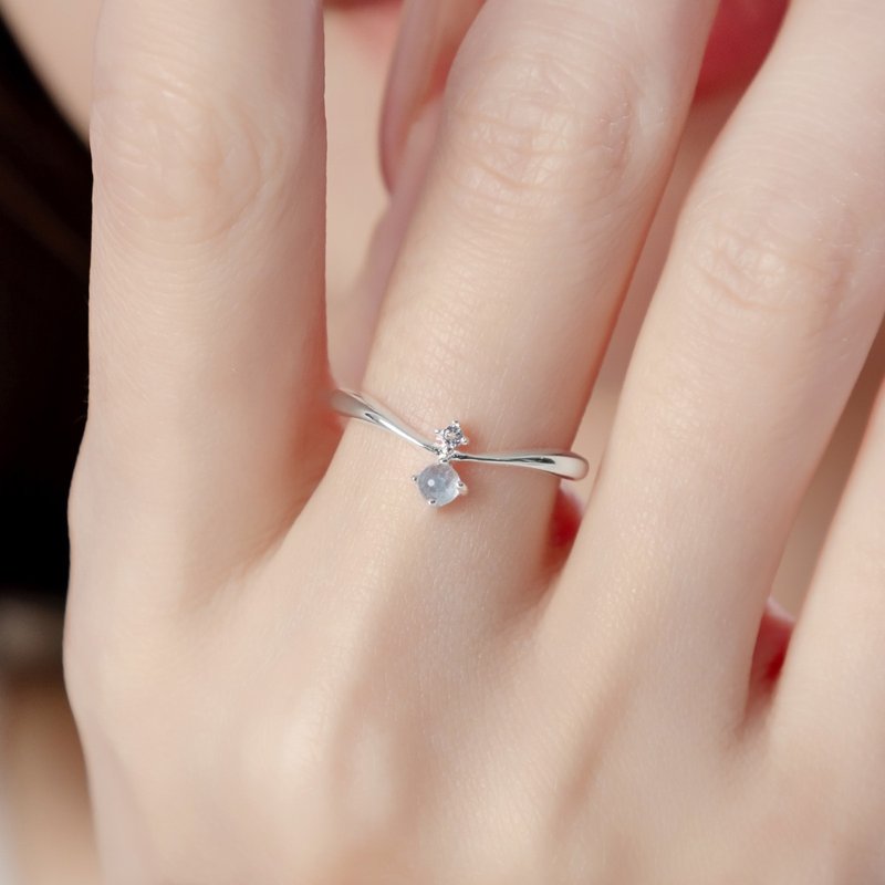 海洋联名 | 海蓝宝 托帕石 S925纯银 | 水色结晶戒指 - 戒指 - 水晶 蓝色