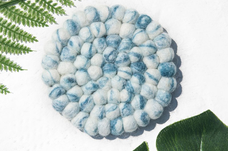 圣诞节礼物民族风森林系羊毛毡杯垫 彩虹杯垫-渐层泡泡吸水杯垫 - 杯垫 - 羊毛 蓝色