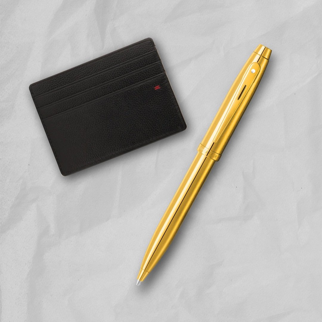 【SHEAFFER】100 系列 PVD 金色原子笔 + 经典卡夹礼盒 免费刻字 - 圆珠笔/中性笔 - 其他金属 金色