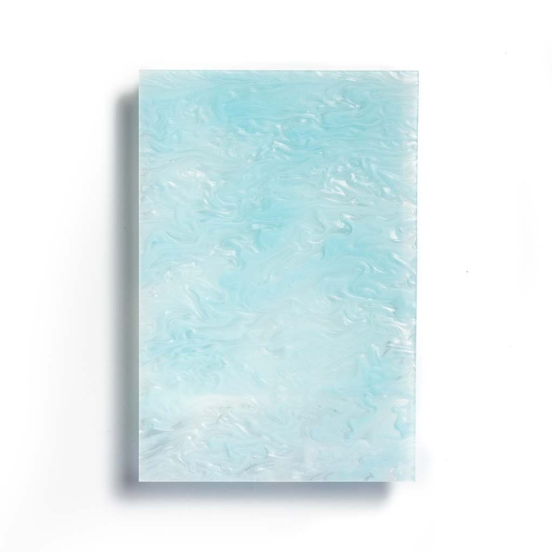 Acrylic board / Art / Light blue transparent pearl style / Marble / 3mm / Postcard size - 零件/散装材料/工具 - 压克力 蓝色