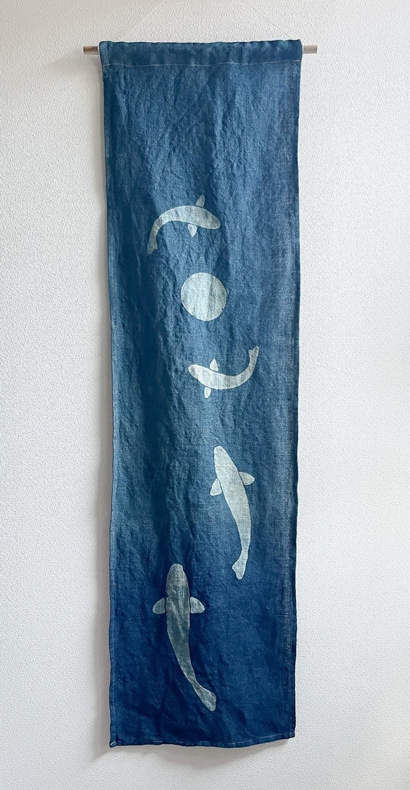 日本制 FULL MOON 锦鲤 JAPANBLUE 挂毯 蓝染 黄麻 墙饰 - 其他 - 棉．麻 蓝色