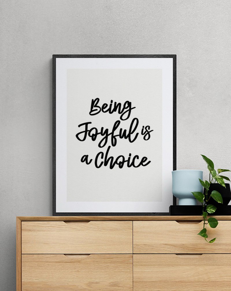 Art prints, inspirational quotes, **Being joyful** - 海报/装饰画/版画 - 纸 黑色