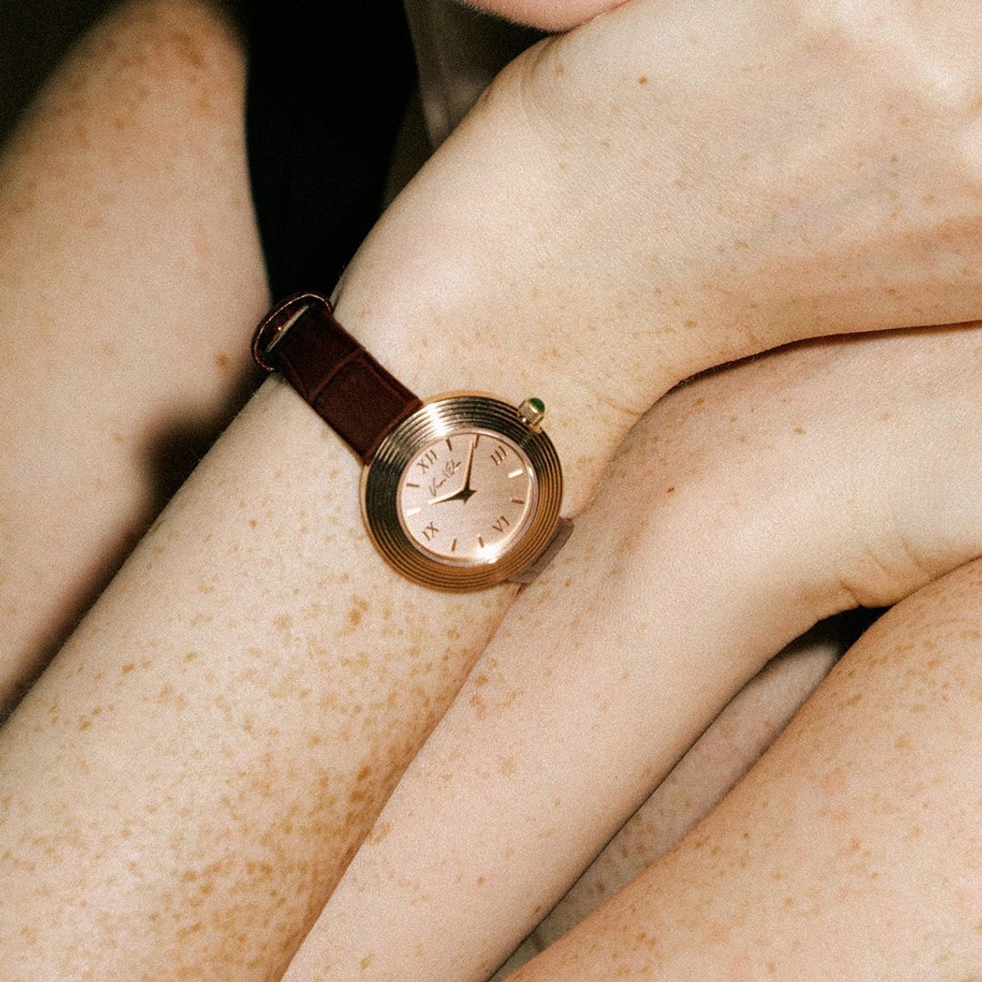 【Ven & Qu】Volante 玫瑰金腕表 29mm 棕色皮革表带 - 女表 - 不锈钢 粉红色