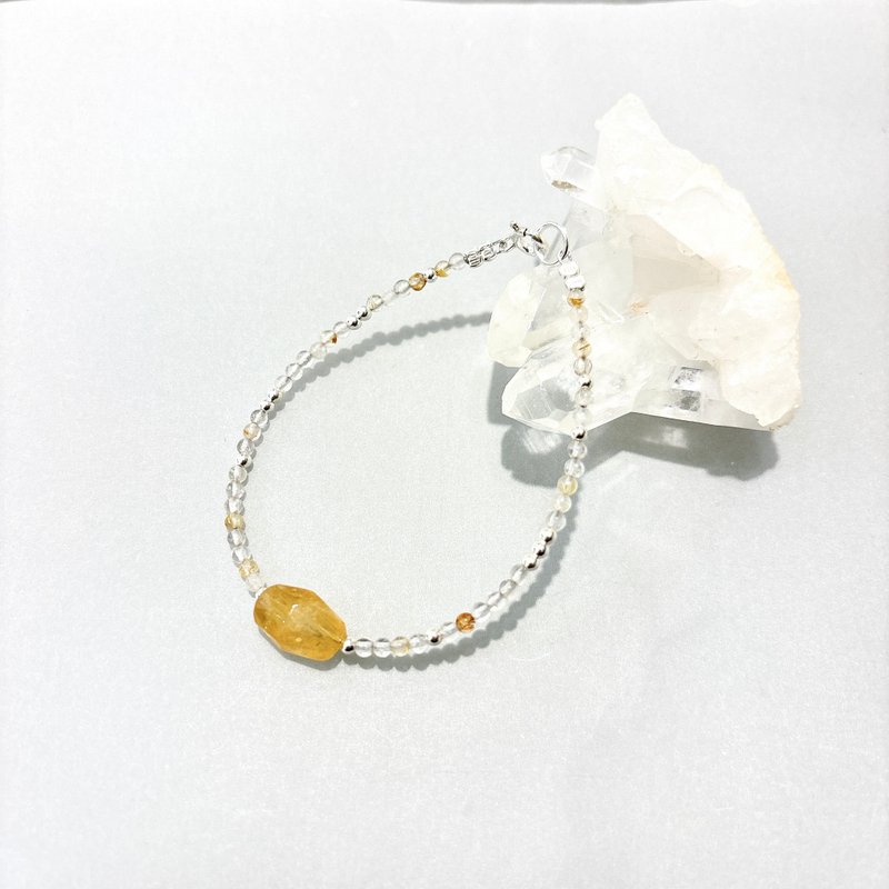 Ops Citrine silver bracelet-黄水晶/纯银/招财/黄发晶/手链 - 手链/手环 - 宝石 黄色