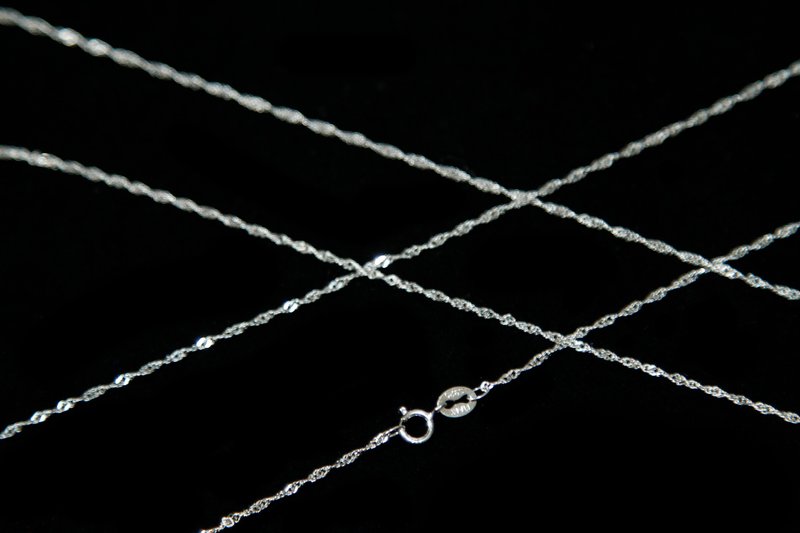 【加购区】0.8mm 40/45厘米 镀白金水波 925纯银链 项链 送礼 - 项链 - 纯银 银色