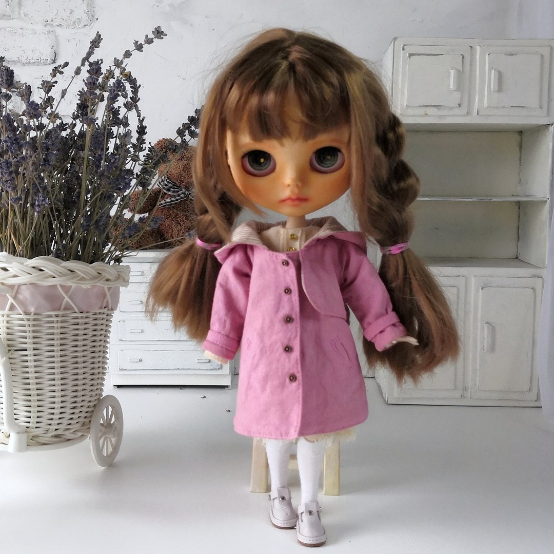 复古风格的粉红色外套，为 Blythe 娃娃手工制作。布莱斯的衣服。 - 玩偶/公仔 - 棉 