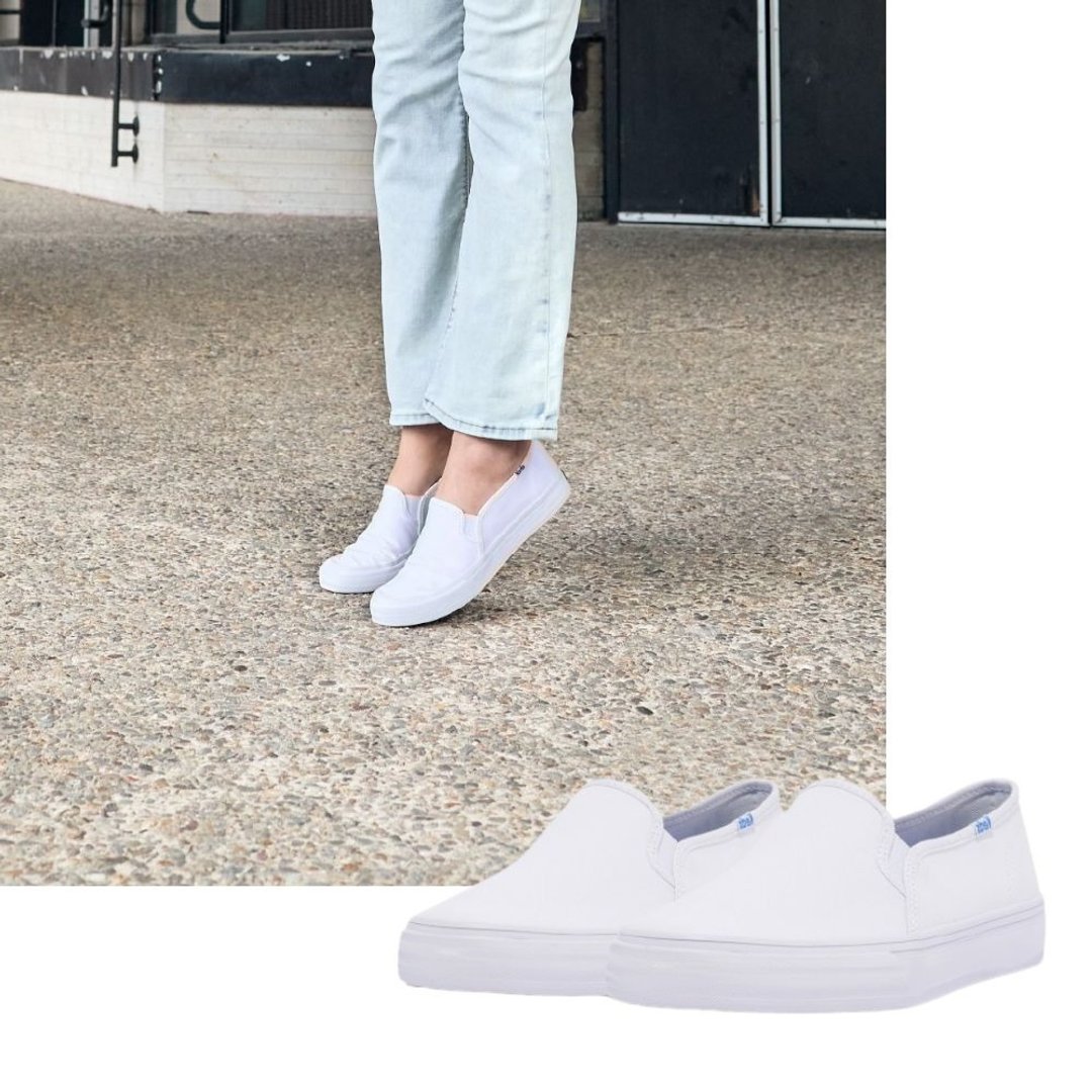 Keds DOUBLE DECKER CANVAS 帆布懒人小白鞋 WF61020 - 女款休闲鞋 - 其他材质 