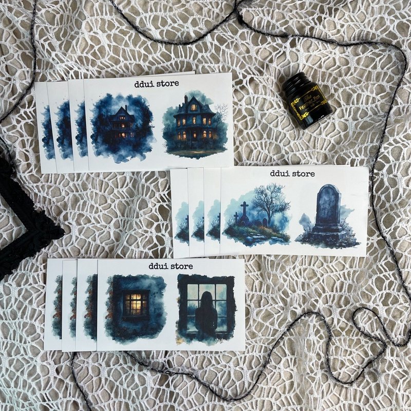 DDui店）鬼屋背景贴纸 - 贴纸 - 纸 蓝色