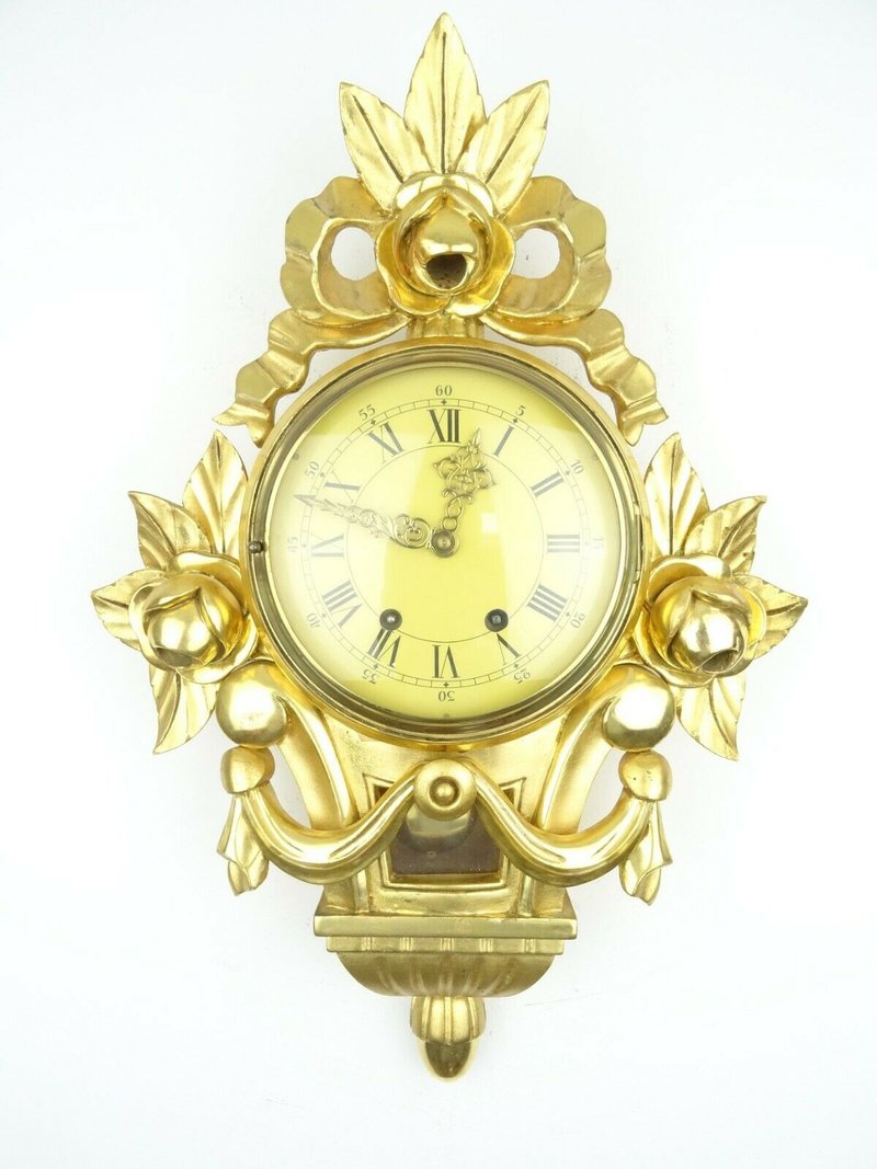 Swedish Vintage Gustavian Antique Wall Clock Mid Century (Mora era) - 时钟/闹钟 - 木头 金色