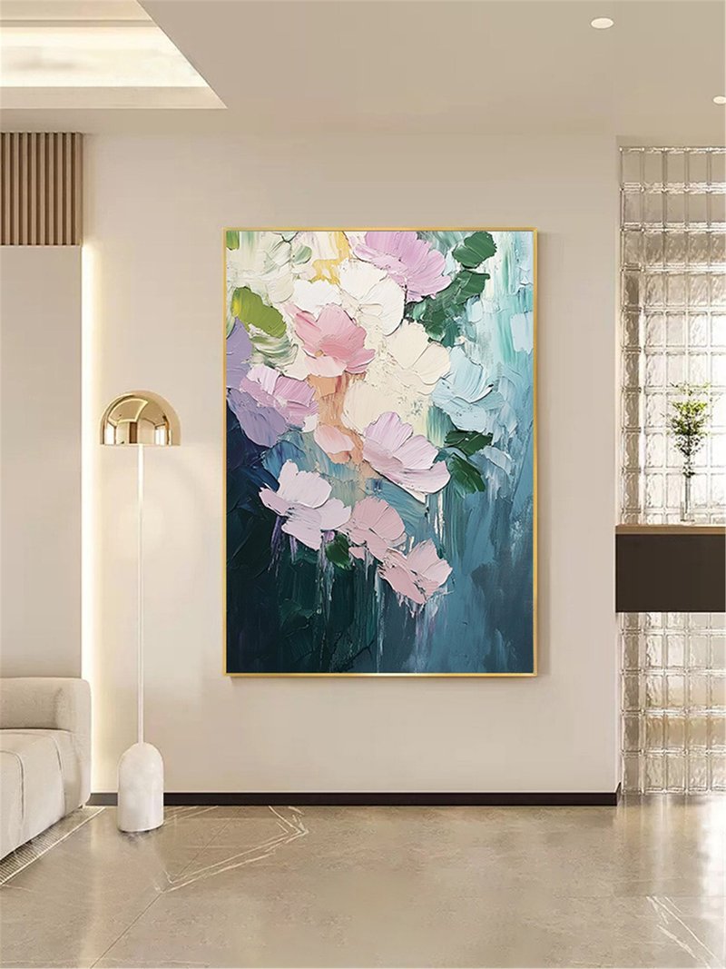 花语 手绘花卉油画抽象原创现代装饰画餐厅客厅走廊玄关卧室挂画 - 海报/装饰画/版画 - 亚麻 多色