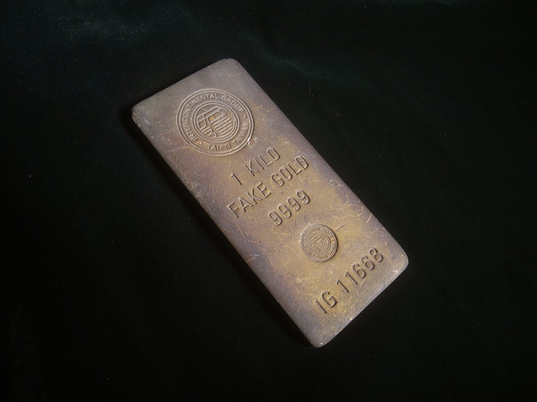【老时光 OLD-TIME】早期二手台湾制厚重铜制金块造型纸镇 - 摆饰 - 其他材质 