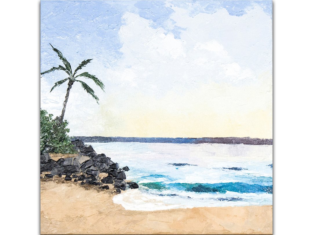 海景画 / 海滩画 / 棕榈树画 / 原创油画 / 手工油画/纯手绘/油画 - 海报/装饰画/版画 - 其他材质 蓝色