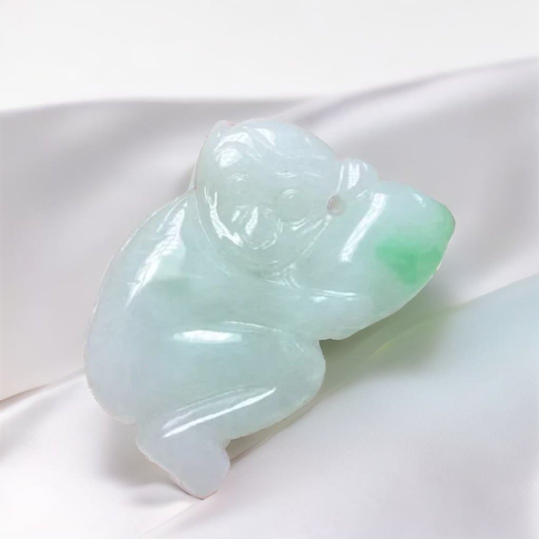 冰飘阳绿翡翠猴彩头 | 天然缅甸A货翡翠 | 送礼 - 吊饰 - 玉石 多色