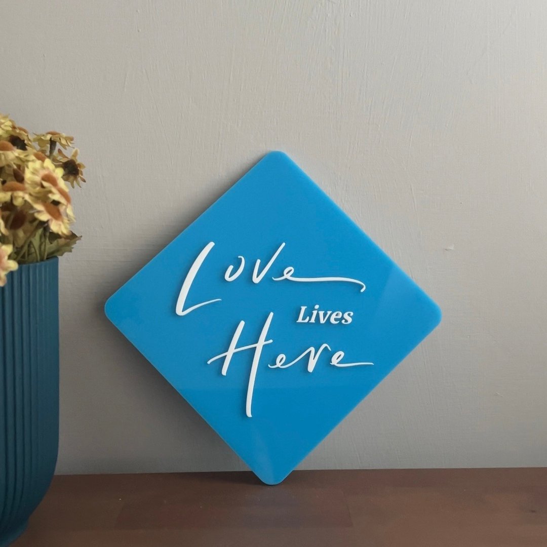 Love Lives Here 手写风格压克力居家装饰/英文春联 - 摆饰 - 压克力 蓝色