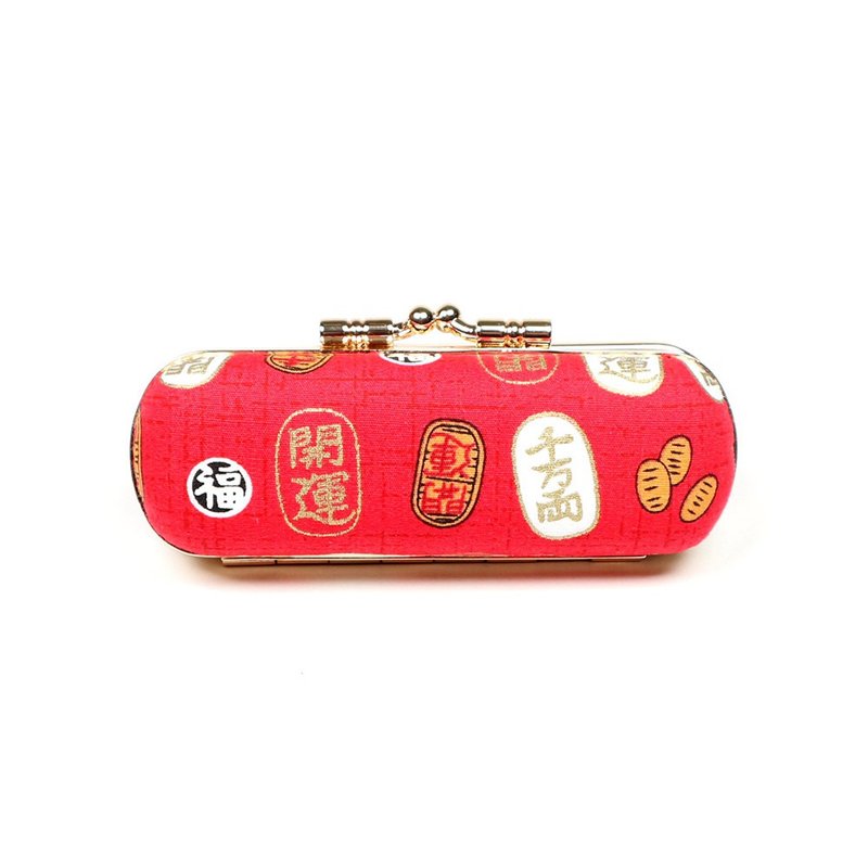 口金 印章盒 口红盒 印章 收纳  - 烫金 开运 千万两(红) - 印章/印台 - 棉．麻 红色