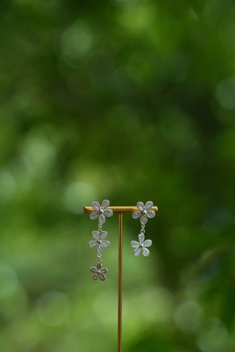 黔东南手工花丝耳环 - 耳环/耳夹 - 纯银 