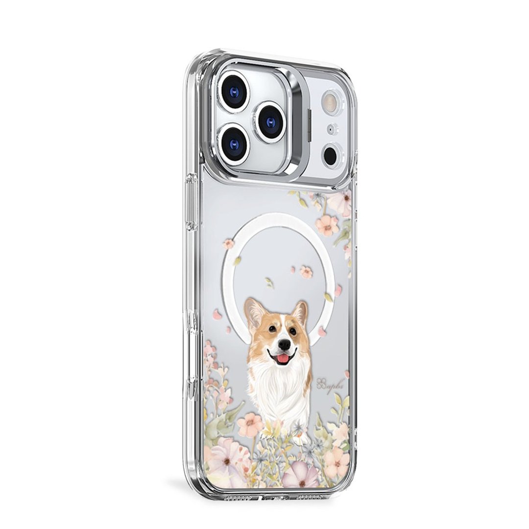 apbs iPhone 全系列 防震双料隐形立架磁吸手机壳-花草柯基 - 手机壳/手机套 - 其他材质 多色