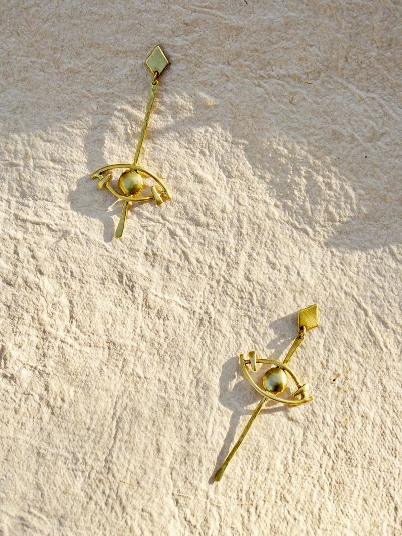 UP SHINE DOWN earrings 洞见之眼 黄铜耳环 *改良版 - 耳环/耳夹 - 铜/黄铜 