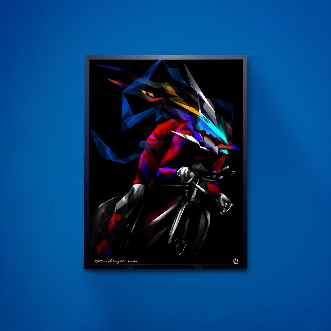 Bike Knight - Anselm - Art Print/挂画/限量 - 海报/装饰画/版画 - 纸 蓝色