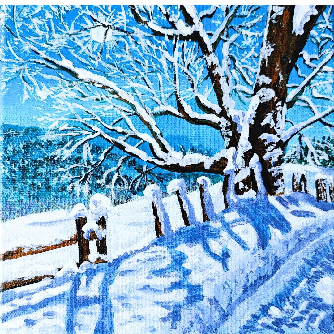 RinaArtSK创作的冬季仙境雪景原创艺术油画 画布材质 - 墙贴/壁贴 - 其他材质 多色