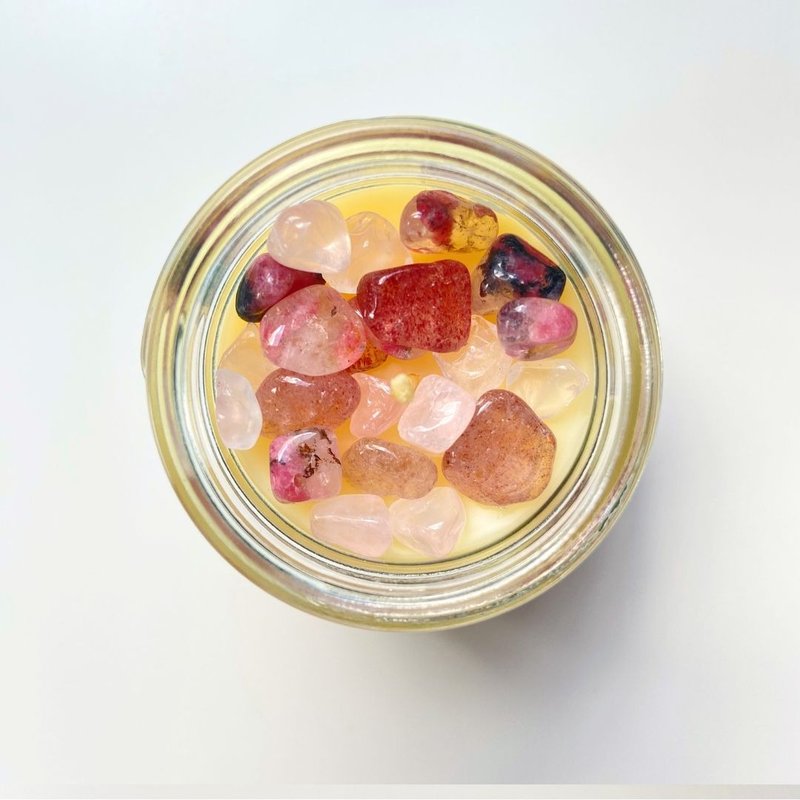 【女神】天然水晶精油蜡烛60ml  - 好人缘、桃花、自信 - 蜡烛/烛台 - 玻璃 粉红色