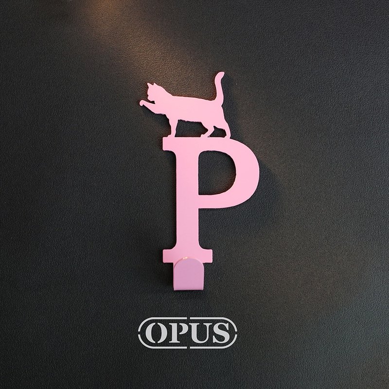 【OPUS东齐金工】当猫咪遇上字母P - 挂勾(粉红)/壁饰挂勾 - 墙贴/壁贴 - 其他金属 粉红色