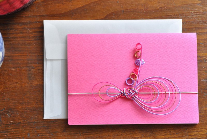 Greeting card　- Ribbon - 2 - 卡片/明信片 - 纸 粉红色