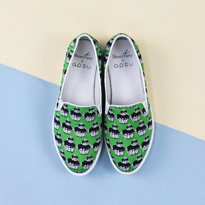 Shoes Party 岛由抹茶小蛋糕厚底休闲鞋/手工订制/日本布料/M2-15364F - 女款休闲鞋 - 棉．麻 