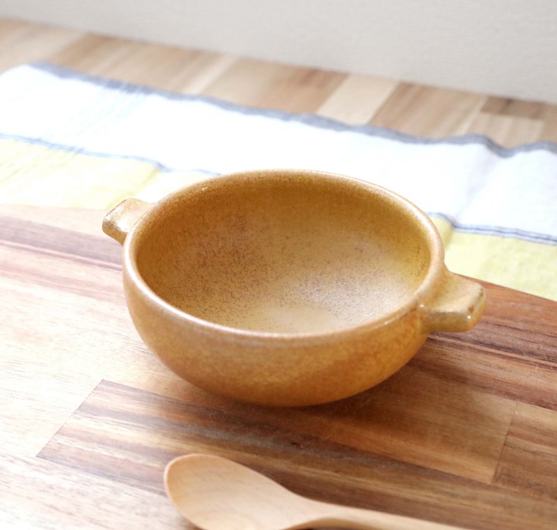 山吹色带耳汤碗 - 碗 - 陶 橘色