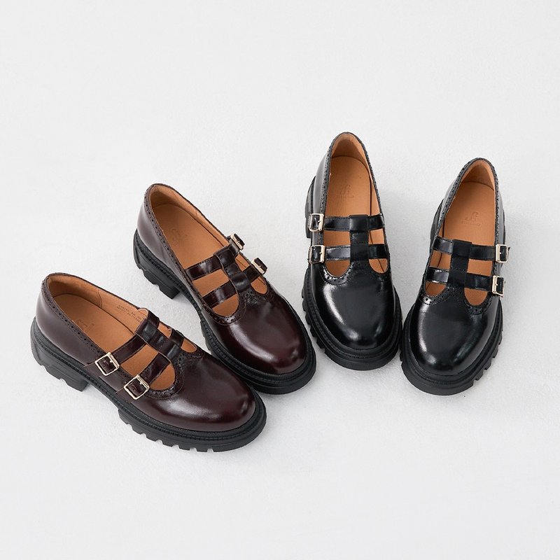 Wanda轻质厚底玛丽珍鞋(两色) 真皮 手工鞋 - 女款牛津鞋/乐福鞋 - 真皮 黑色