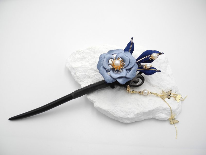 【星月】天然石 春仔花 缠花 发簪 发夹 | 玫瑰 月季 珍珠 檀木 - 发饰 - 绣线 多色