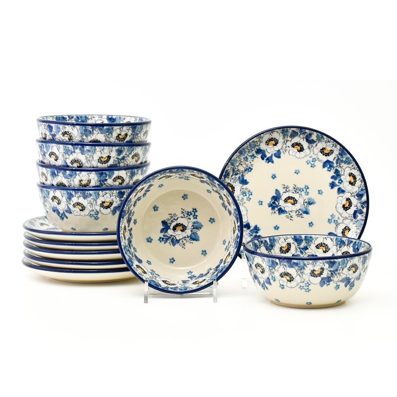 波兰手工陶碗盘12件组 - 盘子/餐盘/盘架 - 陶 