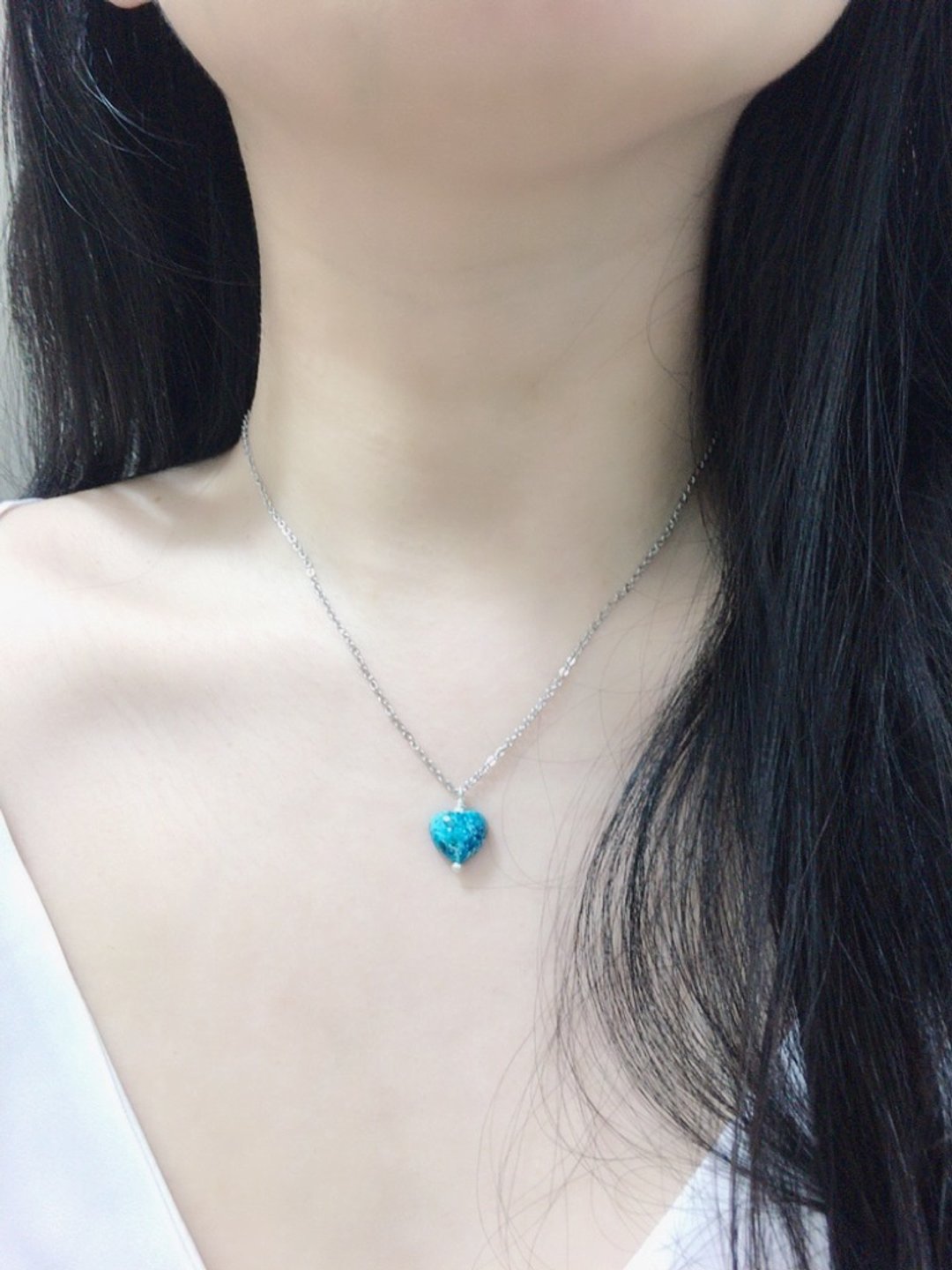 心忱-凤凰石 爱心 项链 心形 - 项链 - 水晶 蓝色