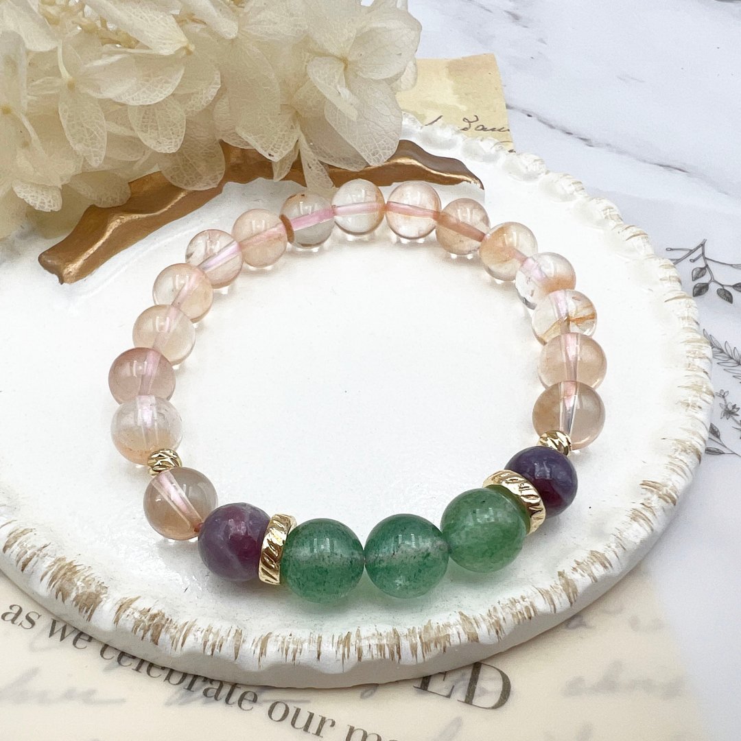 彩兔毛晶 · 绿草莓 · 梅花碧玺 - 手链/手环 - 水晶 