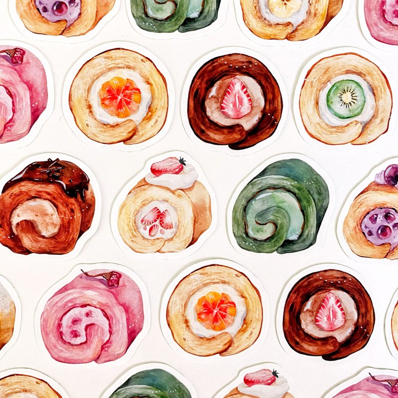 瑞士卷 碎片贴纸 - 贴纸 - 纸 多色