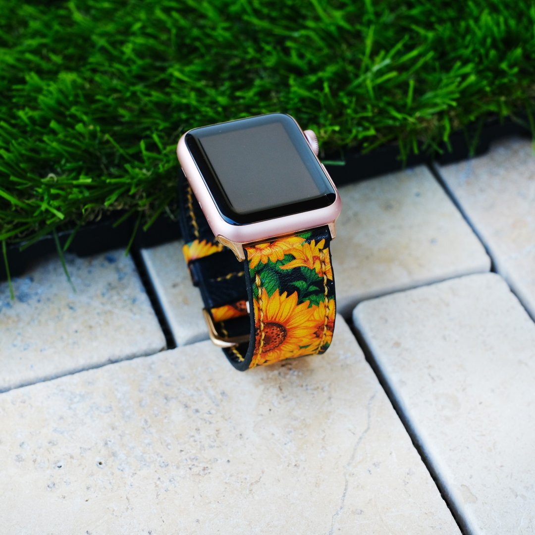 Apple Watch女士乐队系列4系列3系列2系列1 - 表带 - 真皮 黄色