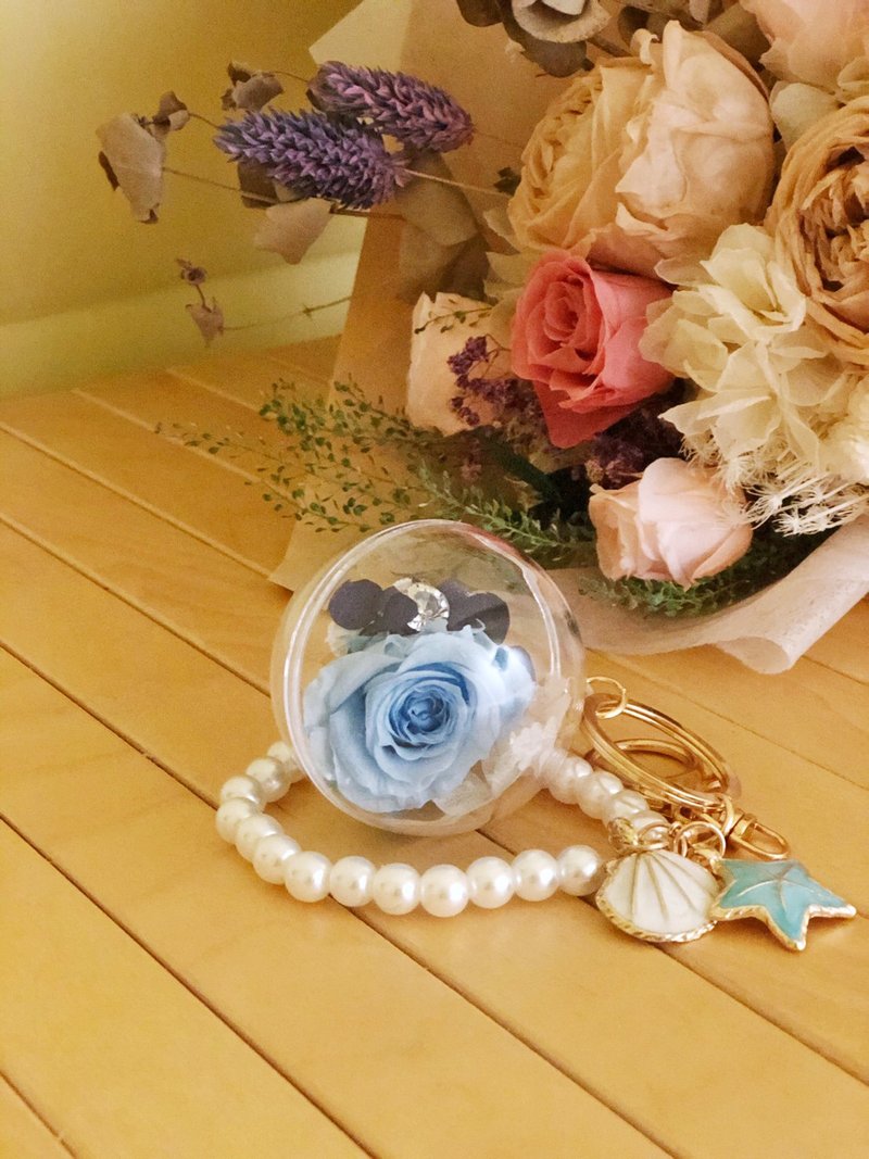 Hello 不凋花 永生花 现货 毕业礼物 珍珠手链 钥匙圈 婚礼小物 - 钥匙链/钥匙包 - 植物．花 多色