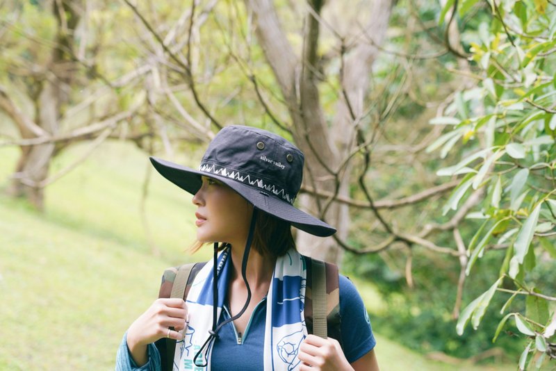 (头围大尺寸) Silver Valley 经典山谷LOGO阔边帽 - 黑色 / 军绿 - 帽子 - 棉．麻 