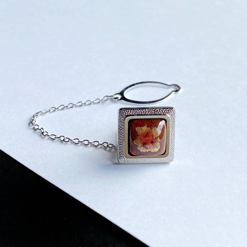 Foil Chirashi [Topaz Topaz] Cloisonne Tie Tack Lapel Pin Pure Silver Foil Chirashi Cloisonne - 领带/领带夹 - 其他材质 橘色