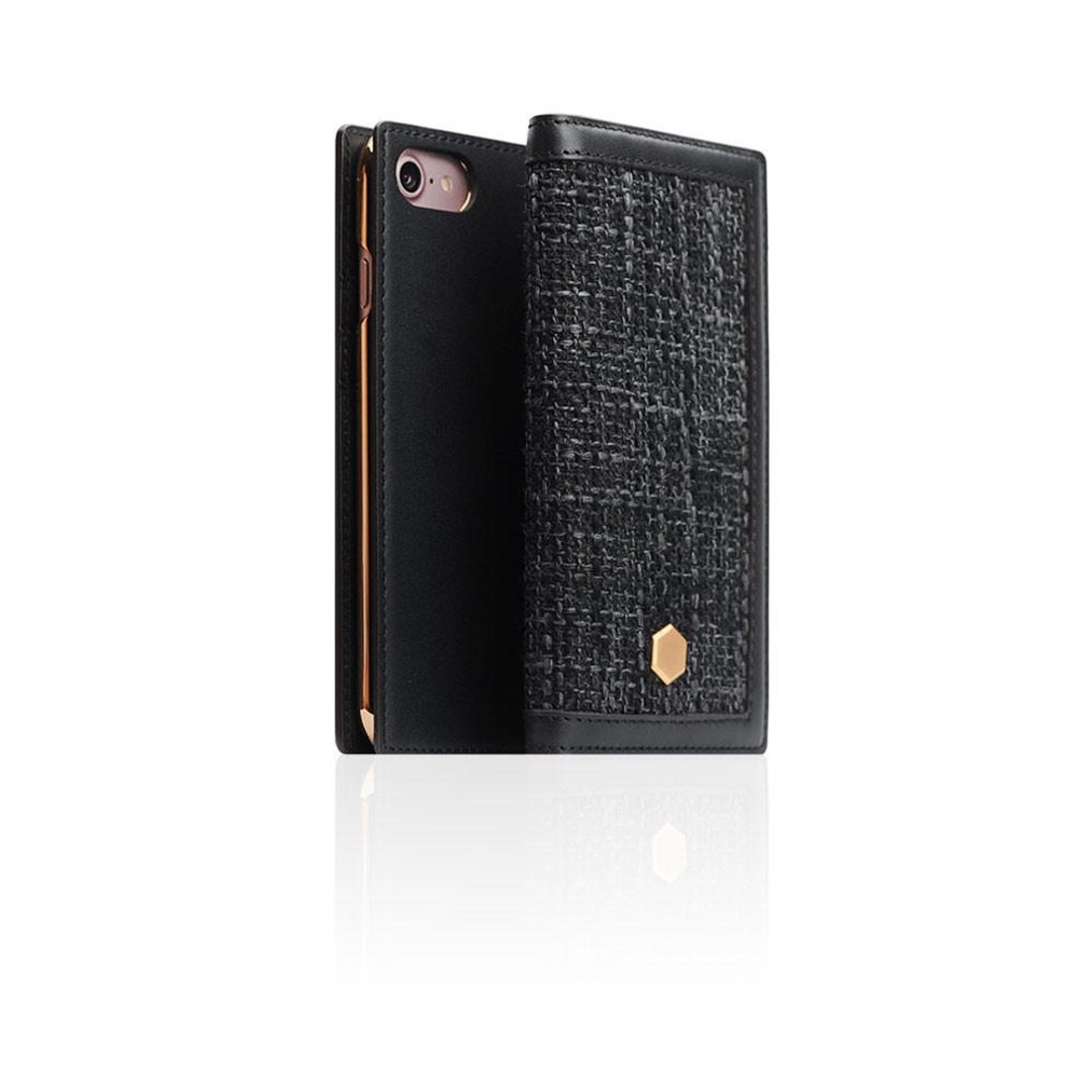 SLG Design iPhone 8 / 7 D5 CSL 帆布混搭风 侧掀式真皮皮套- 黑 - 手机壳/手机套 - 真皮 蓝色