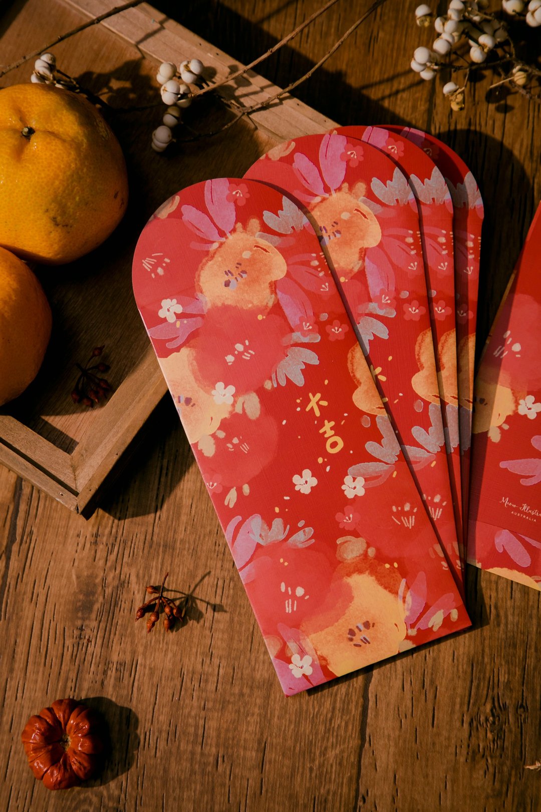 花开春吉【手感红包袋】 - 新年大吉(5入) - 红包/春联 - 纸 红色
