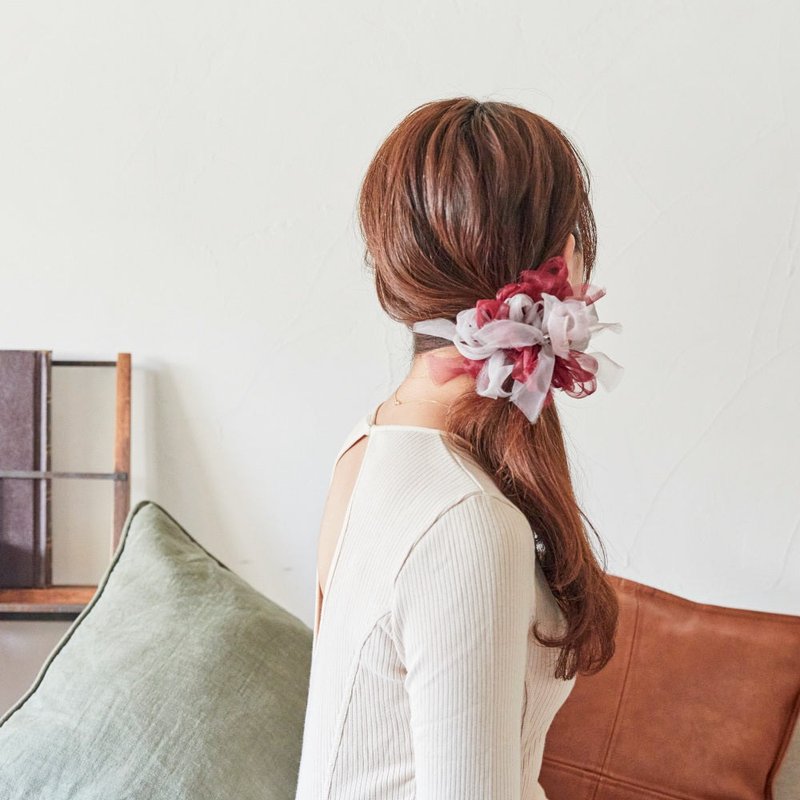 美酒 || 彩色花漾编织发圈 || 发饰 / 细发圈 - 发饰 - 聚酯纤维 红色