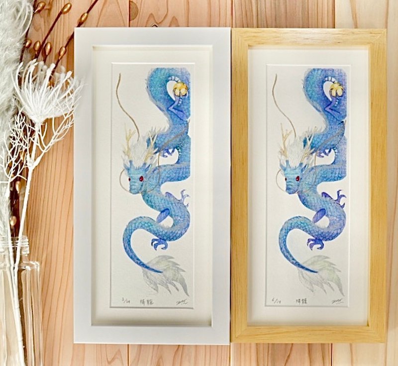 成功与繁荣的守护龙 　 手工印刷青龙木版画 - 海报/装饰画/版画 - 纸 蓝色