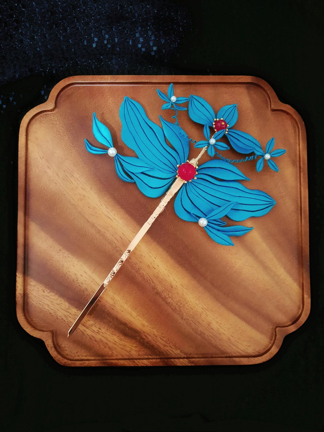 蝴蝶展翅簪—缠花仿点翠发簪 - 发饰 - 其他材质 白色
