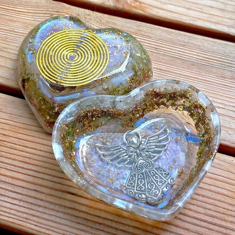 天使之心水晶能量碗 | 金银色天使 | 小物件收纳 - 卫浴用品 - 水晶 金色