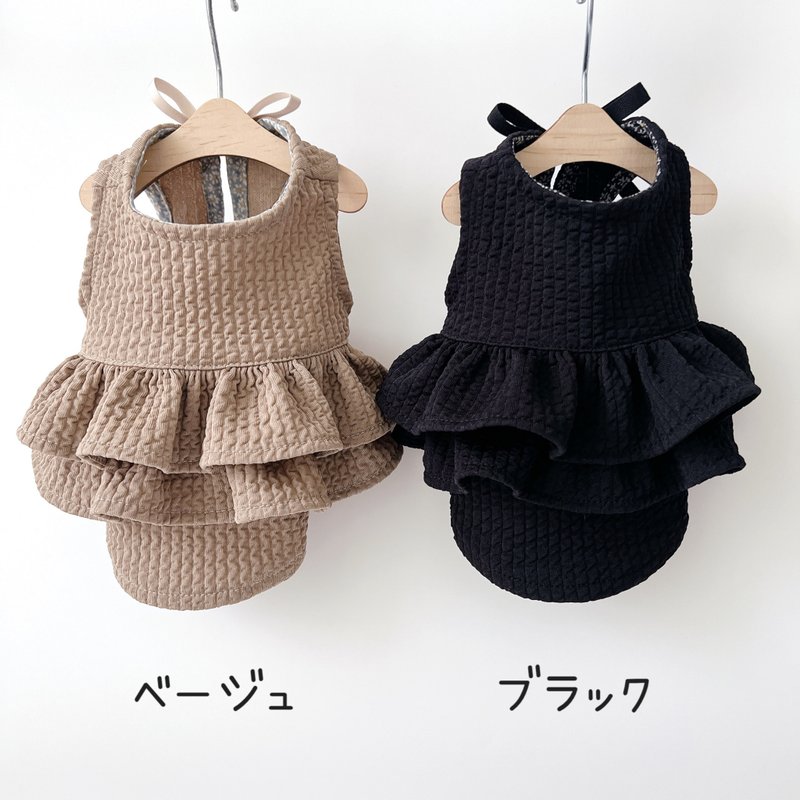 宠物服饰・荷叶边格纹针织背心 - 衣/帽 - 棉．麻 多色